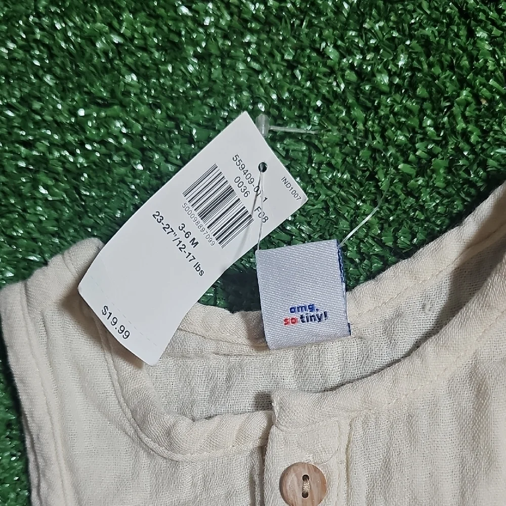 Cream Sleeveless Baby Romper